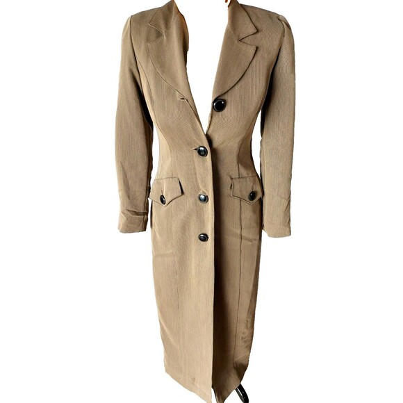 The Silver Connection by Dorothy Schoelen Long Maxi Coat Double Breasted Vtg USA - Picture 1 of 10